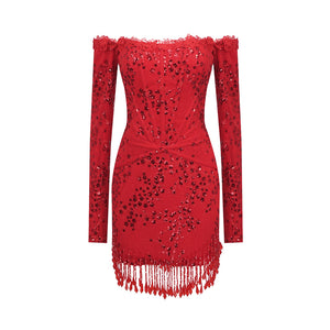 ELAINE RED MINI DRESS WITH GLOVES