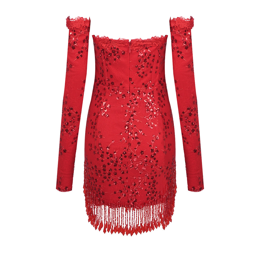 ELAINE RED MINI DRESS WITH GLOVES