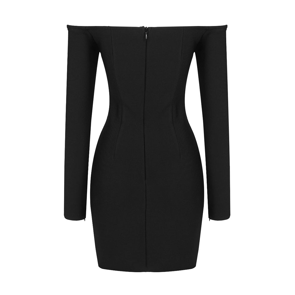 RHODA BLACK BANDAGE MINI DRESS