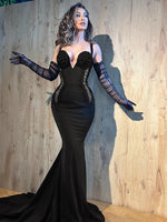Load image into Gallery viewer, TAFFY BLACK MAXI DRESS WITH GLOVES
