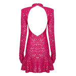 Load image into Gallery viewer, TODUO HOT PINK SEQUINS MINI DRESS
