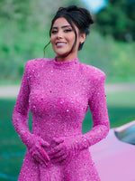 Load image into Gallery viewer, TODUO HOT PINK SEQUINS MINI DRESS
