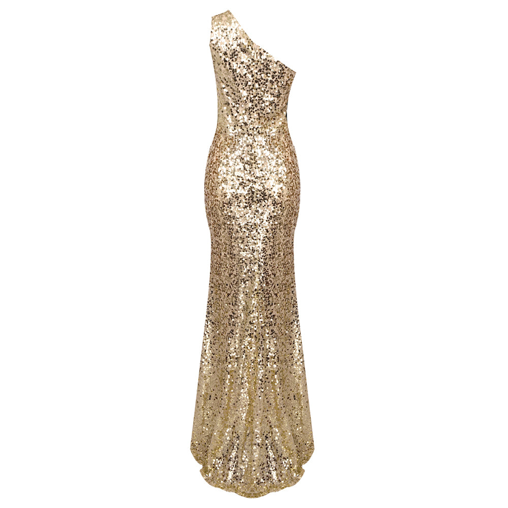 TALEY GOLD SEQUINS MAXI DRESS