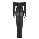 Load image into Gallery viewer, TZHAN BLACK MESH MAXI DRESS WITH GLOVES
