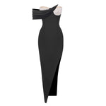 Load image into Gallery viewer, IBAO BLACK STRAPLESS CRYSTAL LONG DRESS
