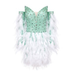 Load image into Gallery viewer, PACY SEQUINS FEATHER MINI DRESS WITH GLOVE
