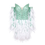 Cargar imagen en el visor de la galería, PACY SEQUINS FEATHER MINI DRESS WITH GLOVE
