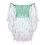 Load image into Gallery viewer, PACY SEQUINS FEATHER MINI DRESS WITH GLOVE
