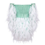 Cargar imagen en el visor de la galería, PACY SEQUINS FEATHER MINI DRESS WITH GLOVE
