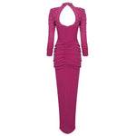 Load image into Gallery viewer, POLL HOT PINK LONG DRESS WITH CRYSTAL
