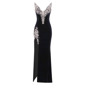 PAULA BLACK VELVET MAXI DRESS