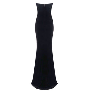 PAULA BLACK VELVET MAXI DRESS