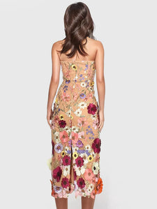 IDA FLORAL EMBROIDERY MIDI DRESS