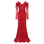 Load image into Gallery viewer, IERAOLA RED LACE MAXI GOWN
