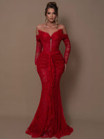 Load image into Gallery viewer, IERAOLA RED LACE MAXI GOWN
