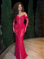 Load image into Gallery viewer, IERAOLA RED LACE MAXI GOWN
