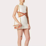 Load image into Gallery viewer, YUKI  WAIST HOLLOW WHITE SHORT MINI DRESS
