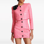 Load image into Gallery viewer, JECCY LEATHER PINK JACKET WITH MINI SKIRT
