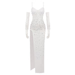 Load image into Gallery viewer, SARAH HIGH SLIT WHITE ELEGANT EVENING MAXI DRESS
