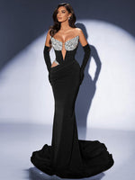 Load image into Gallery viewer, AMMY SEQUINS BLACK VELVET MAXI DRESS
