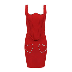 ESTILA SWEET HEART RED TWO PIECES SET