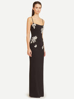 Carregar imagem no visualizador da galeria, JESSLIC CRYSTAL BLACK SLIP MAXI DRESS
