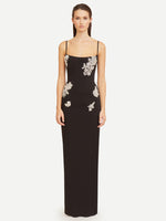 Carregar imagem no visualizador da galeria, JESSLIC CRYSTAL BLACK SLIP MAXI DRESS
