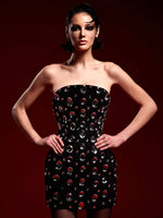 Load image into Gallery viewer, WIWI ROUND CRYSTAL STRAPLESS MINI DRESS
