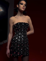 Load image into Gallery viewer, WIWI ROUND CRYSTAL STRAPLESS MINI DRESS
