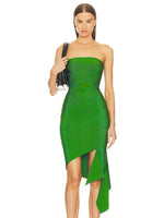 Carregar imagem no visualizador da galeria, SIVEN RUCHED GREEN HIGH STRETCH MIDI DRESS
