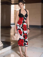 Load image into Gallery viewer, LEEHA ROSE BUTTON FLORAL MIDI DRESS
