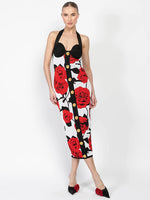 Load image into Gallery viewer, LEEHA ROSE BUTTON FLORAL MIDI DRESS
