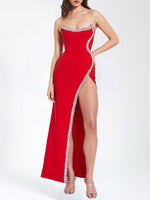 Carregar imagem no visualizador da galeria, QACKLIN RED HIGH SLIT MAXI DRESS
