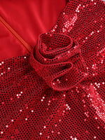 Carregar imagem no visualizador da galeria, PEELIER STEREO FLOWER SEQUINS RED MAXI DREE
