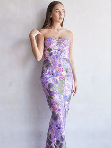 EMMEY COLORFUL EMBROIDERY SEQUIN MAXI DRESS