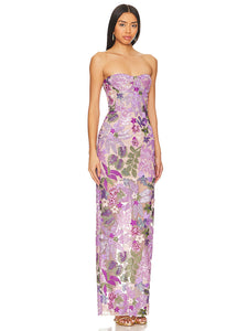 EMMEY COLORFUL EMBROIDERY SEQUIN MAXI DRESS