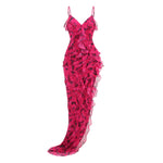 Carregar imagem no visualizador da galeria, RTHISU HOT PINK PRINT HIGH SPLIT MAXI DRESS
