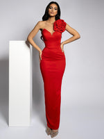 Carregar imagem no visualizador da galeria, SHOFRT RED FLOWER TIED MAXI DRESS
