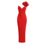 Carregar imagem no visualizador da galeria, SHOFRT RED FLOWER TIED MAXI DRESS
