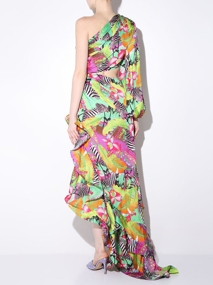 LARAO MULTI-COLORS FLOWER PRINT MAXI DRESS