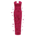 Carregar imagem no visualizador da galeria, ZONIE HOT PINK FEATHER STRAPS MAXI DRESS
