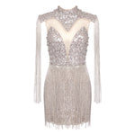 Charger l&#39;image dans la galerie, LINRINDA SILVER TASSEL MINI DRESS
