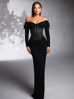 Charger l&#39;image dans la galerie, HPUTH SLASH BALCK MESH MAXI DRESS
