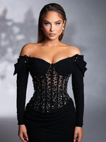 Charger l&#39;image dans la galerie, HPUTH SLASH BALCK MESH MAXI DRESS
