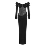 Charger l&#39;image dans la galerie, HPUTH SLASH BALCK MESH MAXI DRESS
