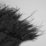 Charger l&#39;image dans la galerie, ORANS BLACK BEADED FEATHER MAXI DRESS
