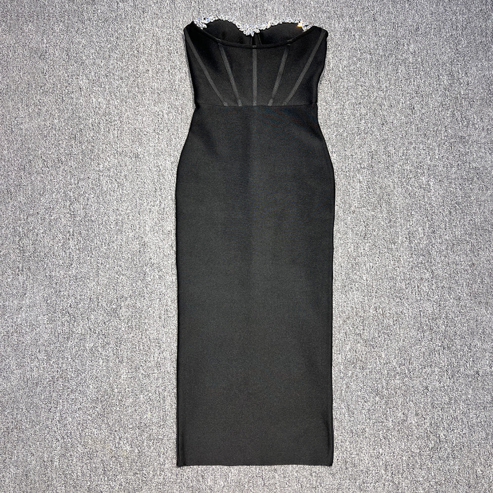 MARIYE BALCK STRAPLESS MIDI DRESS