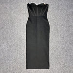 Load image into Gallery viewer, MARIYE BALCK STRAPLESS MIDI DRESS
