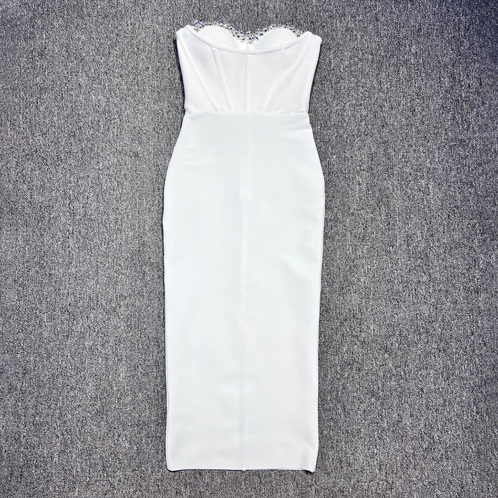 MARIYE BALCK STRAPLESS MIDI DRESS