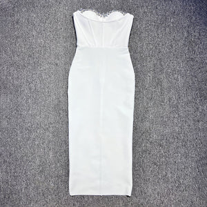 MARIYE BALCK STRAPLESS MIDI DRESS